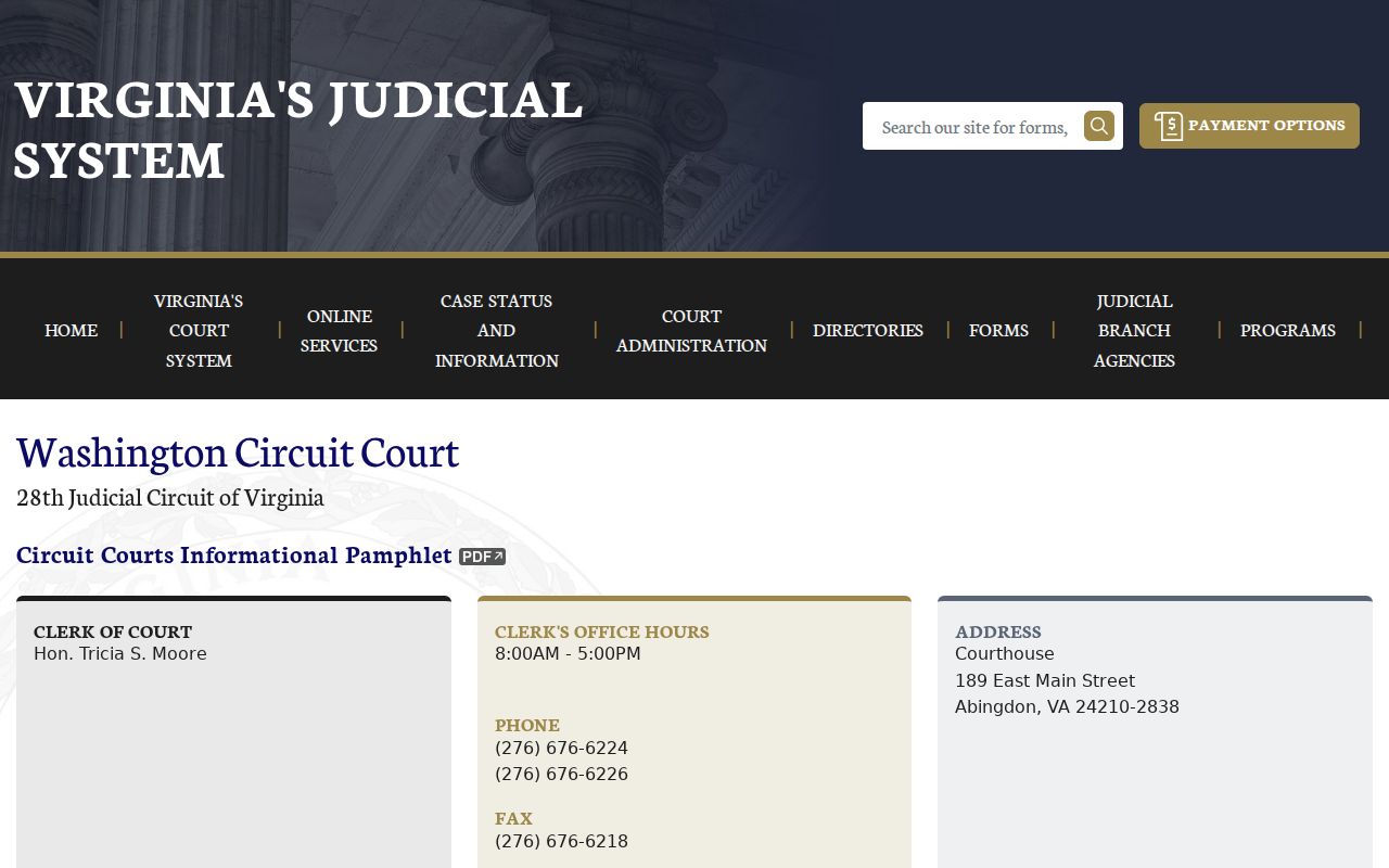 Washington County warrant search: Circuit Clerk contact page for felony records