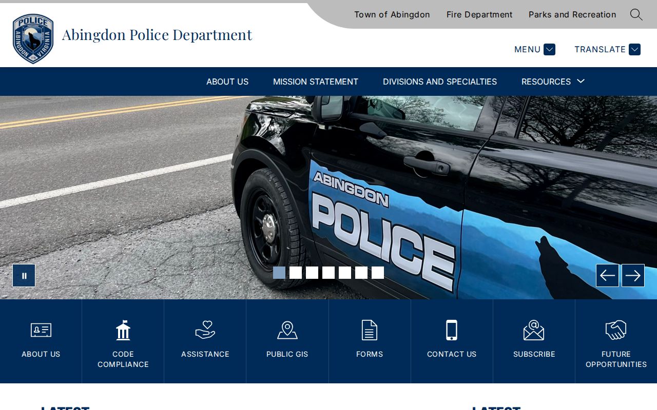 Abingdon warrant records: official police department page and town agency context