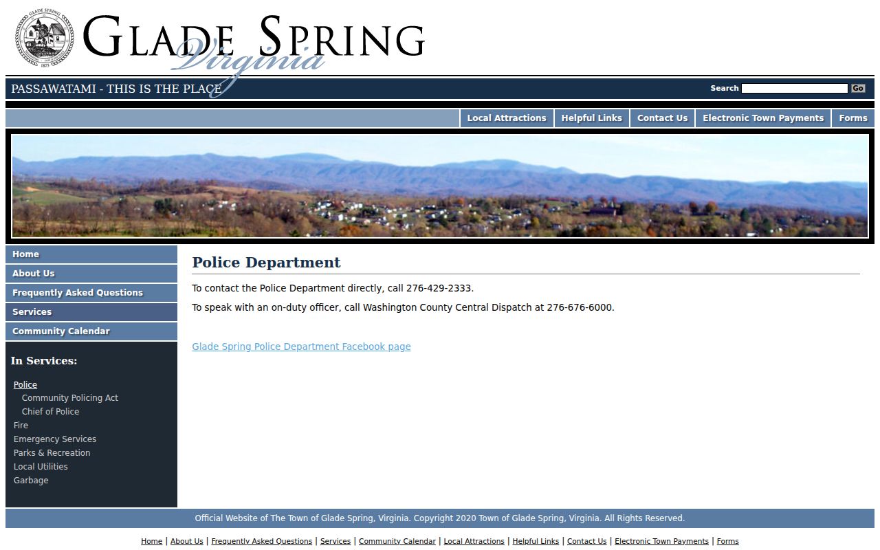 Glade Spring warrant search: town police and dispatch information from the official town page