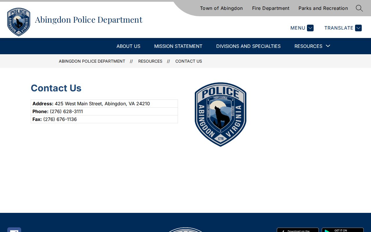 Abingdon warrant search: official Abingdon Police non-emergency contact page